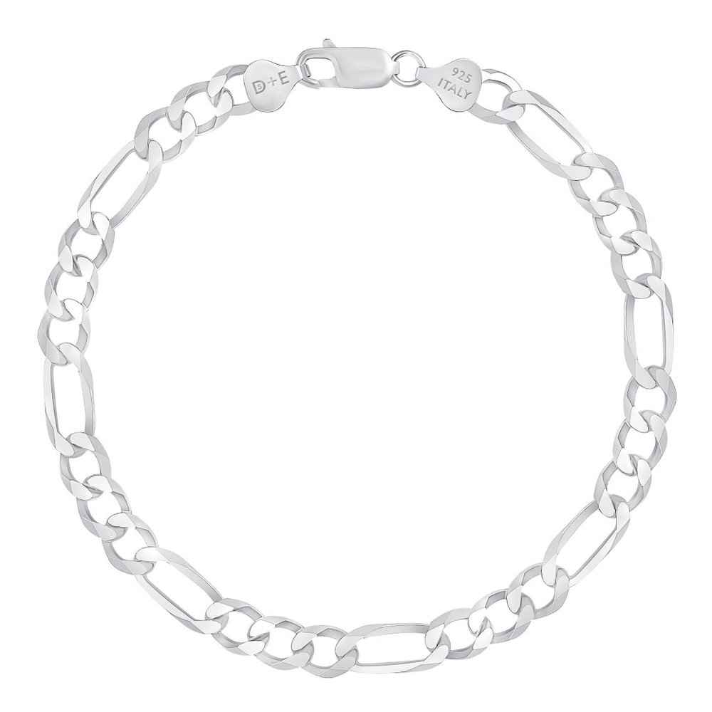 925 SILVER FIGARO 6.8MM BRACELET 8.75 INCHES